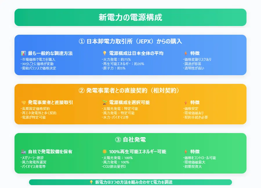 どこから電力を調達している?新電力の電源構成