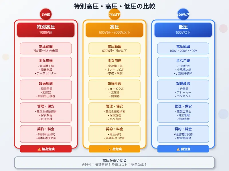 高圧・低圧との違いを比較